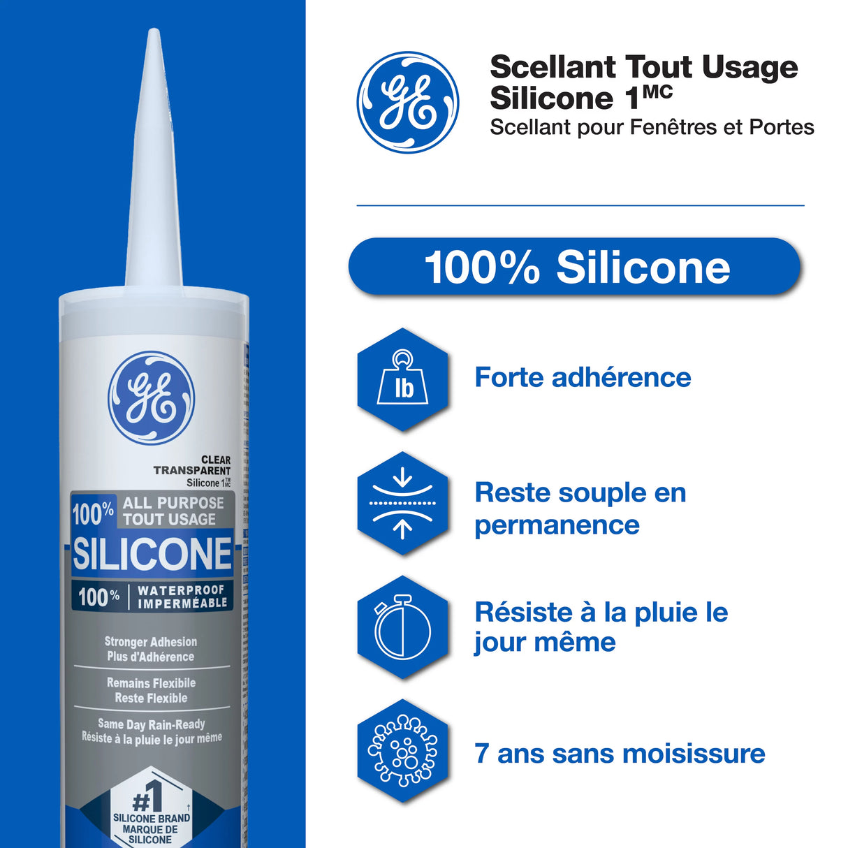 GE Window & Door Sealant, White All Purpose, 298 ml Cartridge, Pack of 1 GE