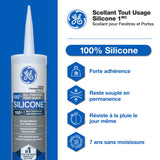 GE Window & Door Sealant, White All Purpose, 298 ml Cartridge, Pack of 1 GE