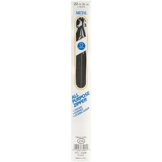 Coats All-Purpose Metal Zipper 22"