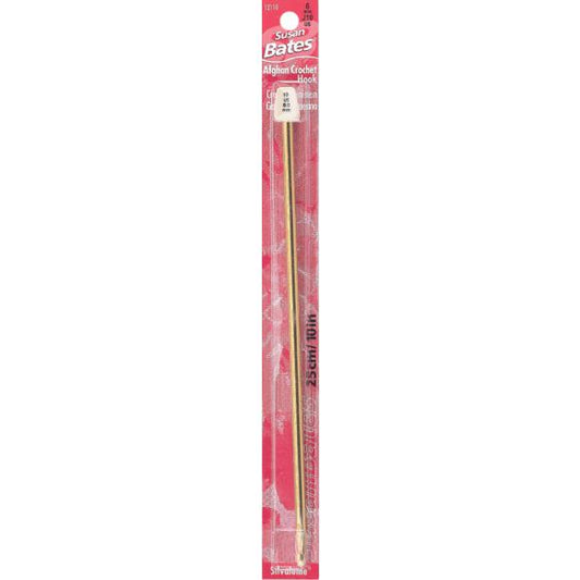 Susan Bates Silvalume Aluminum Afghan Crochet Hook 10"