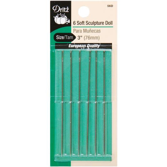 Dritz Soft Sculpture Doll Needles 3" 6/Pkg