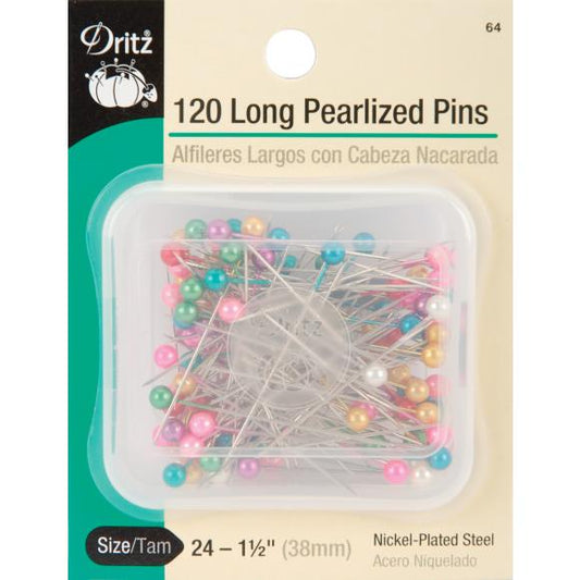 Dritz Long Pearlized Pins 1-1/2" 120/Pkg
