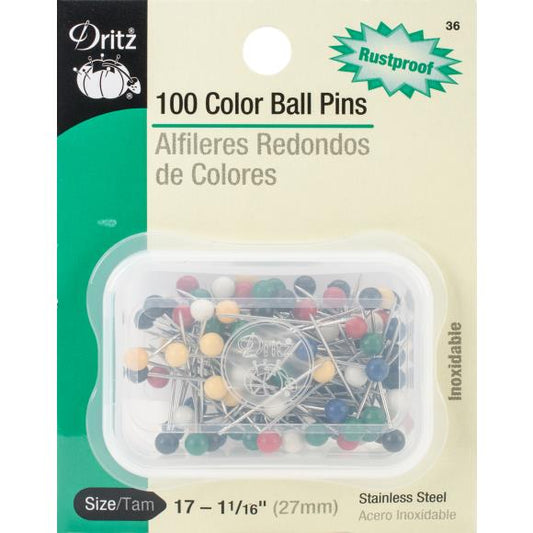 Dritz Color Ball Pins 1-1/16" 100/Pkg