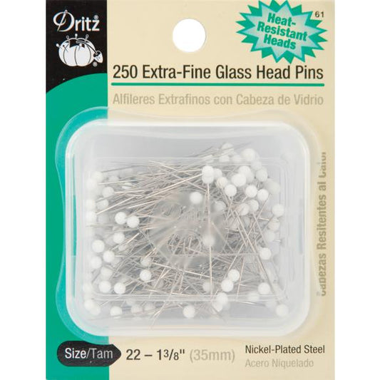 Dritz Extra-Fine Glass Head Pins 1-3/8" 250/Pkg