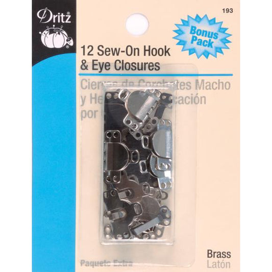 Dritz Sew-On Hook & Eye Closures 12/Pkg