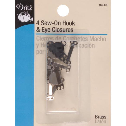Dritz Sew-On Skirt Hook & Eye Closures 4/Pkg
