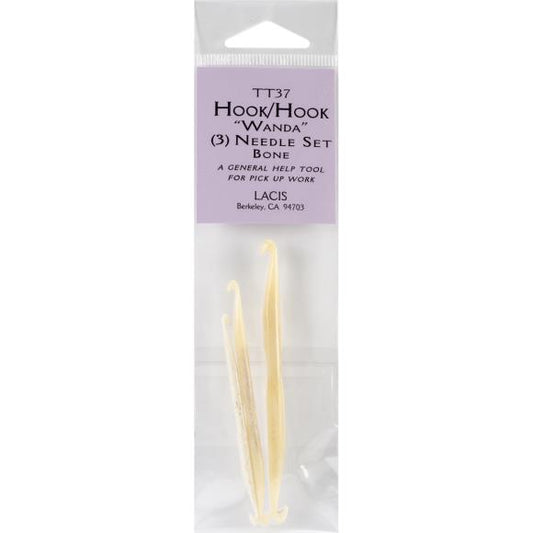 Lacis Double-Ended Bone Crochet Hooks 3/Pkg