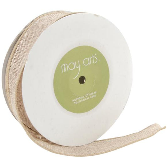 May Arts Wired Faux Burlap Ribbon 1-1/2"X25yd