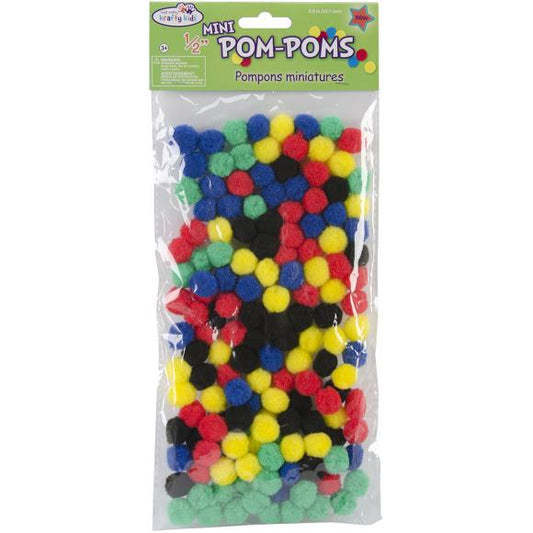 Krafty Kids Mini Pom-Poms .5" 150/Pkg