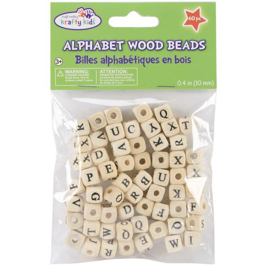 Craft Medley Wood Alphabet Beads 10mm 60/Pkg