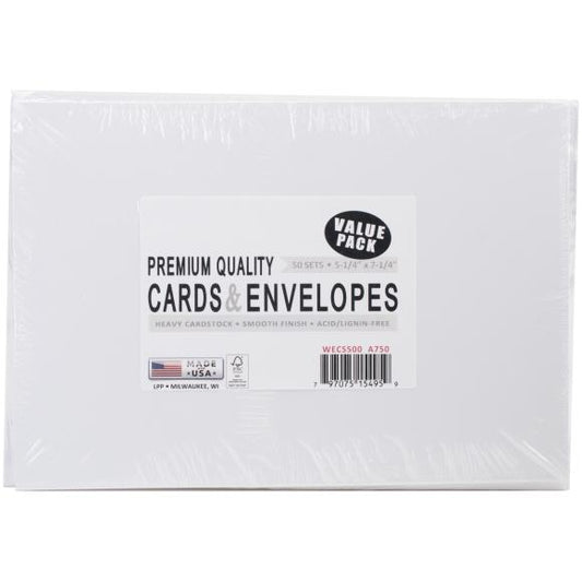 Leader A7 Greeting Cards W/Envelopes (5.25"X7.25") 50/Pkg