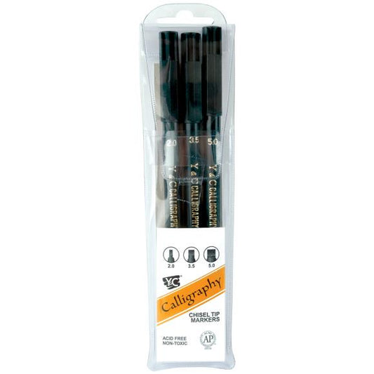Yasutomo Calligraphy Chisel Tip Markers 3/Pkg