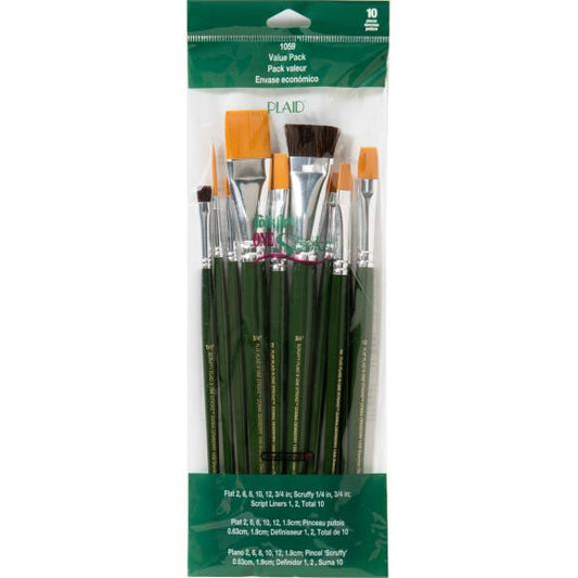 Plaid One Stroke Brush Set 10/Pkg