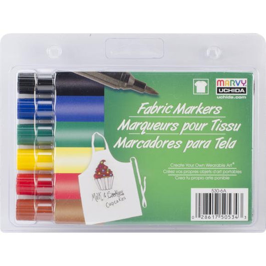 Uchida Fabric Markers Brush Tip 6/Pkg