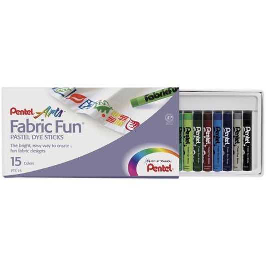 Pentel Arts Fabric Fun Pastel Dye Sticks 15/Pkg