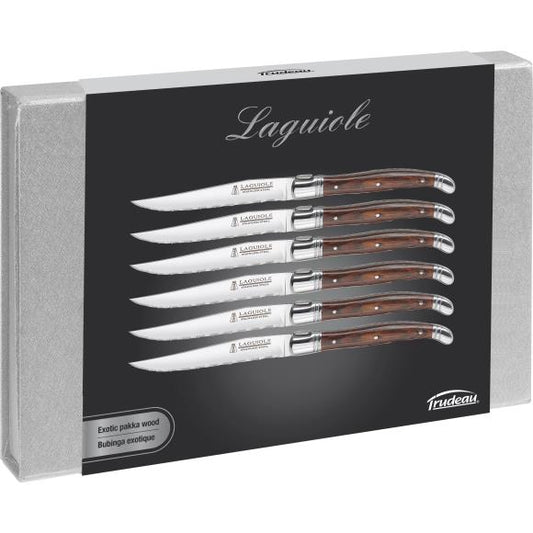 Trudeau Laguiole Wood Handle Steak Knives Set Of 6