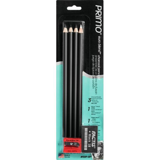 General's Primo Euro Blend Charcoal Pencil Kit 6pcs