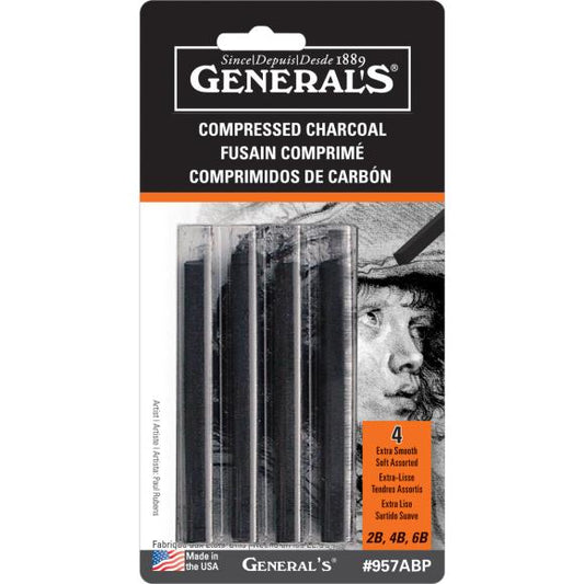 General's Compressed Charcoal Sticks 4/Pkg