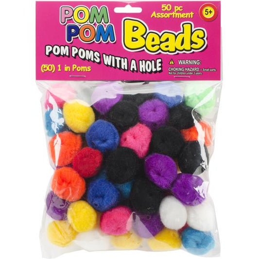Pepperell Pom-Pom Beads 1" 50/Pkg