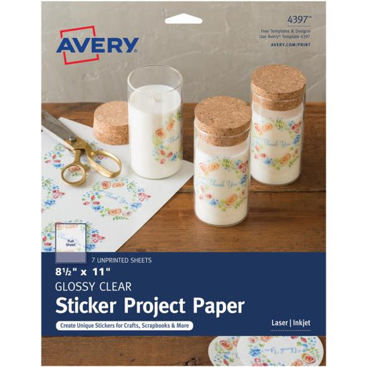 Avery Full-Sheet Sticker Project Paper 8.5"X11" 7 Sheets