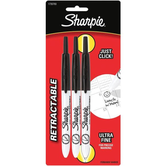 Sharpie Ultra Fine Point Retractable Permanent Markers 3/Pkg