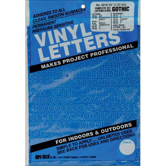 Duro Permanent Adhesive Vinyl Letters & Numbers .5" 852/Pkg