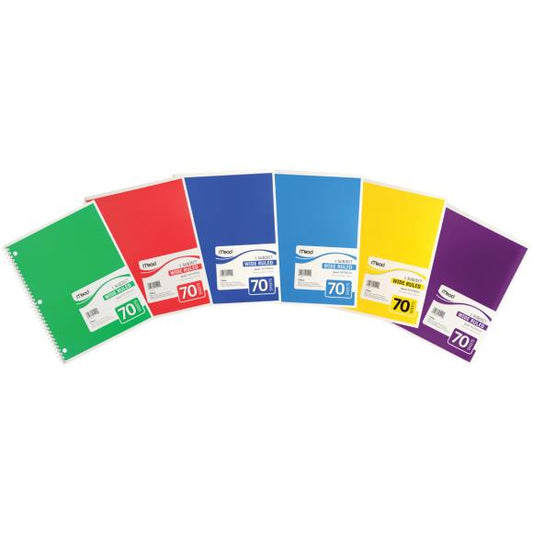 Mead 1 Subject Wide Ruled Spiral-Bound Notebook 10.5"X8"