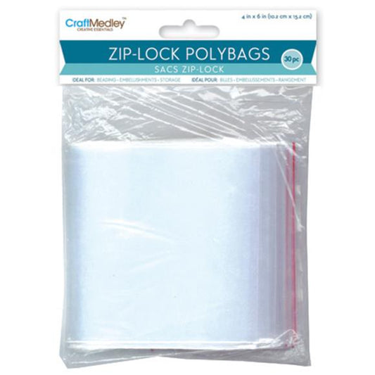 Craft Medley Ziplock Polybags 30/Pkg