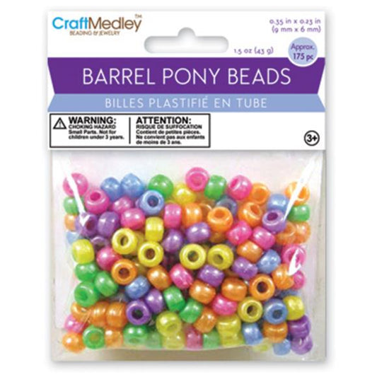 Craft Medley Barrel Pony Beads 6mmx9mm 175/Pkg