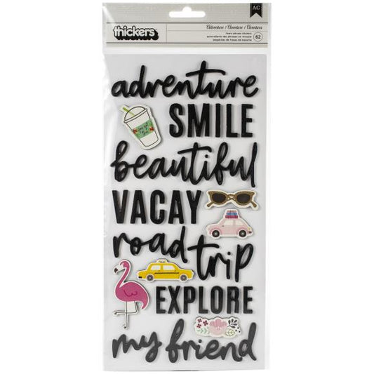 Chasing Adventures Thickers Stickers 5.5"X11" 62/Pkg