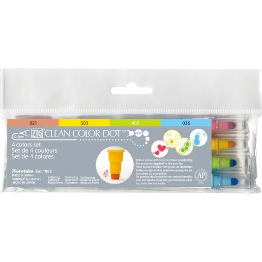 Kuretake ZIG Clean Color Dot Dual-Tip Markers 4/Pkg
