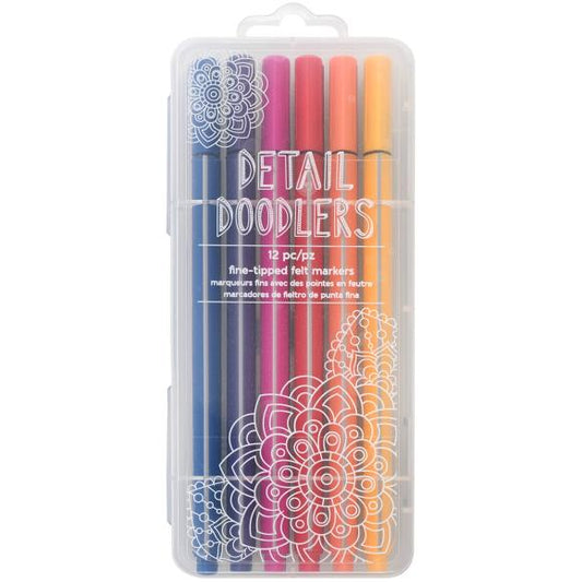 American Crafts Detail Doodlers Fine Felt Tip 12/Pkg