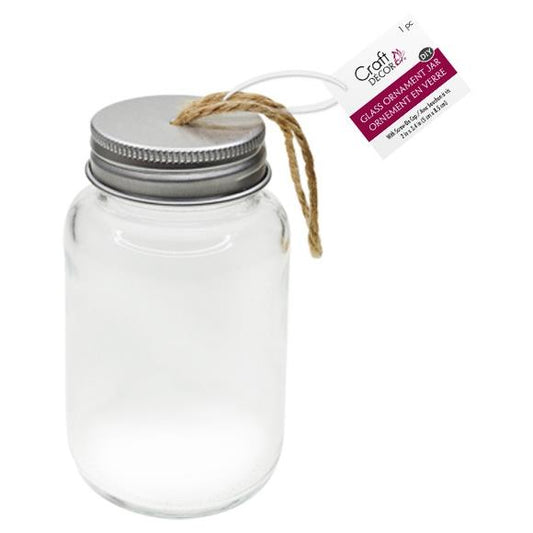 Craft Decor DIY Glass Ornament Jar W/Aluminum Cap 2"x3.35"