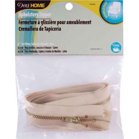Dritz Home Brass Upholstery Zipper 30"