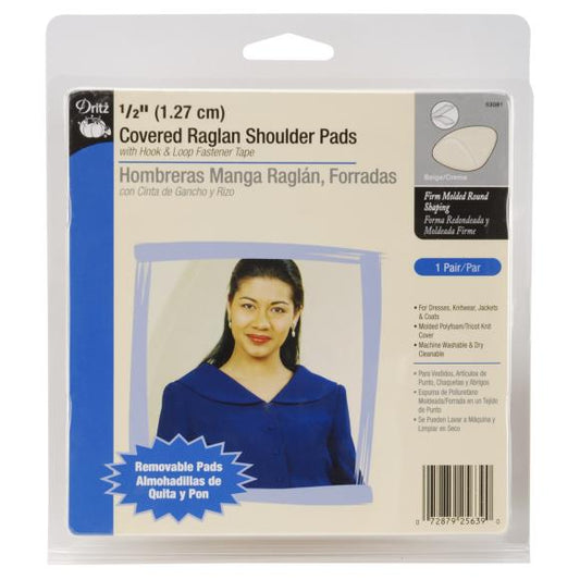 Dritz 1/2" Covered Raglan W/Hook & Loop Tape Shoulder Pads