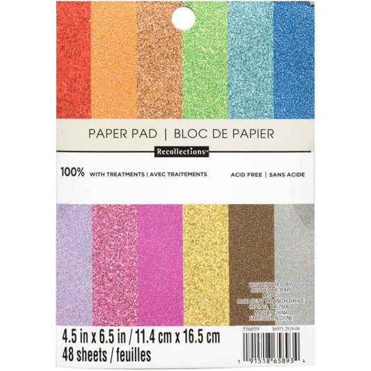 Recollections Glitter Paper Pad 4.5"X6.5" 48/Pkg