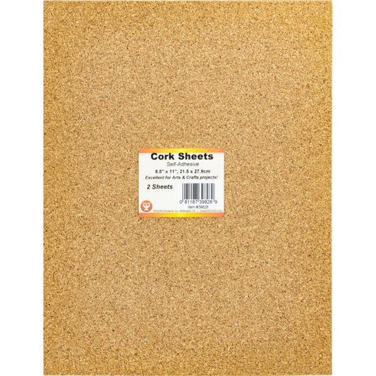 Hygloss Cork Sheets Self-Adhesive 2mm Thick 2/Pkg