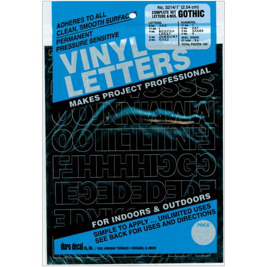 Duro Permanent Adhesive Vinyl Letters & Numbers 1" 183/Pkg