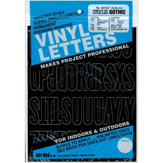 Duro Permanent Adhesive Vinyl Letters & Numbers 2" 167/Pkg