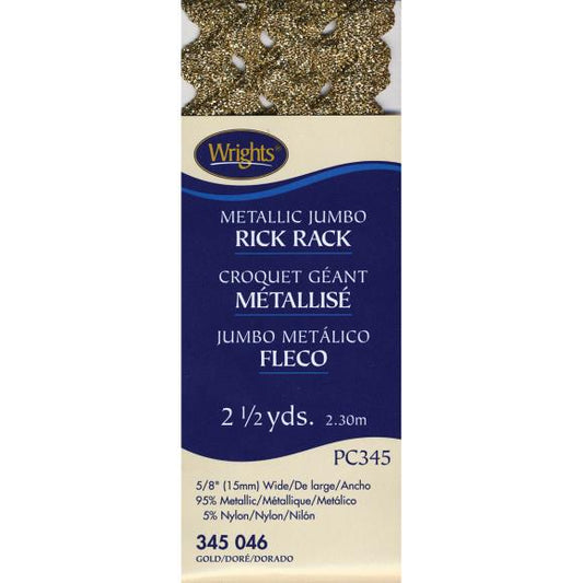 Wrights Jumbo Metallic Rickrack .625"X2.5yd