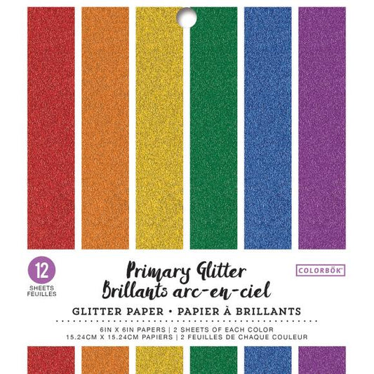 Colorbok Glitter Paper Pad 6"X6" 12/Pkg