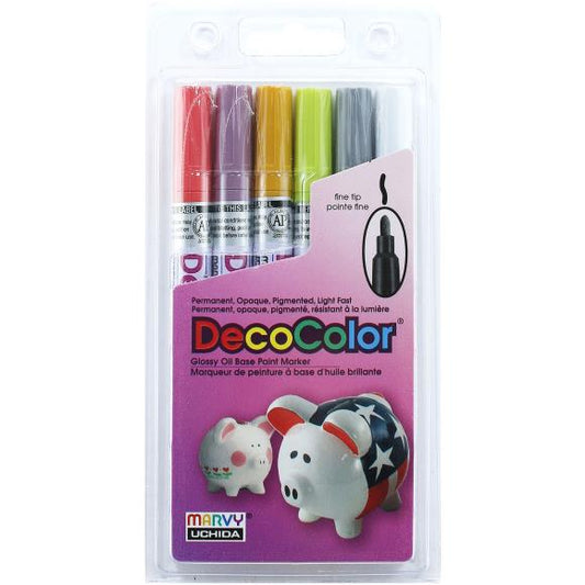 Uchida DecoColor Fine Tip Paint Markers 6/Pkg
