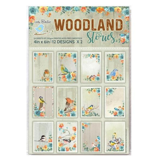 Little Birdie Woodland Stories Journaling Cards 4"X6" 24/Pkg