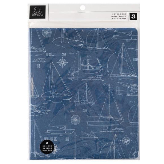 Heidi Swapp Set Sail Blank Notebooks 3/Pkg