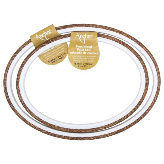 Anchor Faux Wood Oval Embroidery Hoop 8"