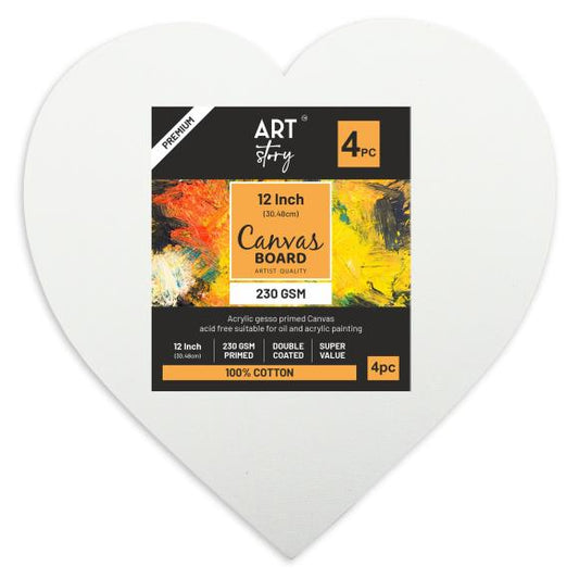 Little Birdie Canvas Board Heart 12" 4/Pkg