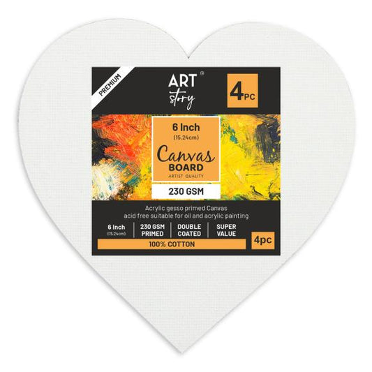 Little Birdie Canvas Board Heart 6" 4/Pkg