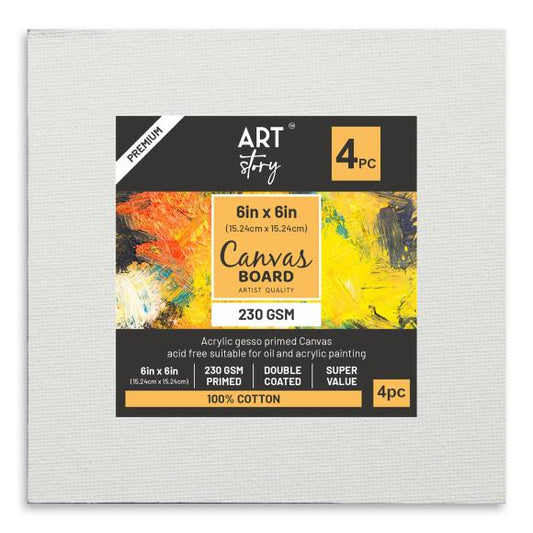 Little Birdie Canvas Board Square 6"X6" 4/Pkg