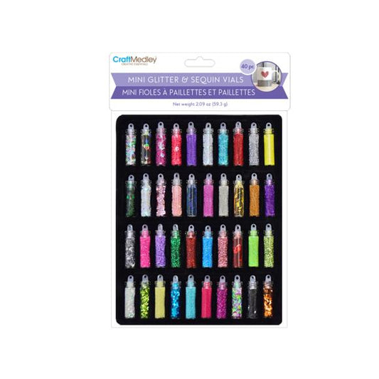 Craft Medley Mini Glitter & Sequin Vials 40/Pkg