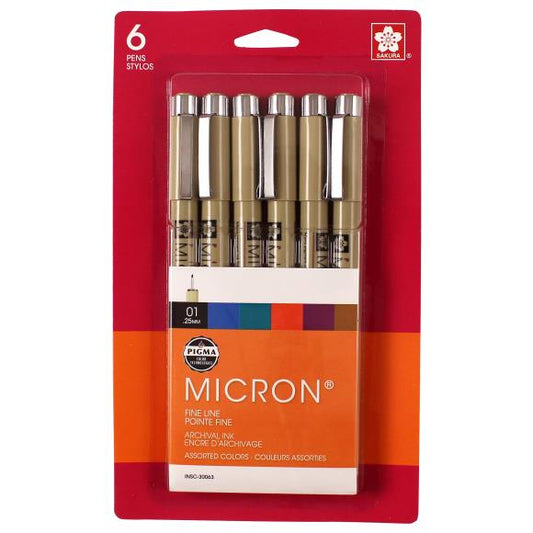 Sakura Pigma Micron Pens 01 .25mm 6/Pkg